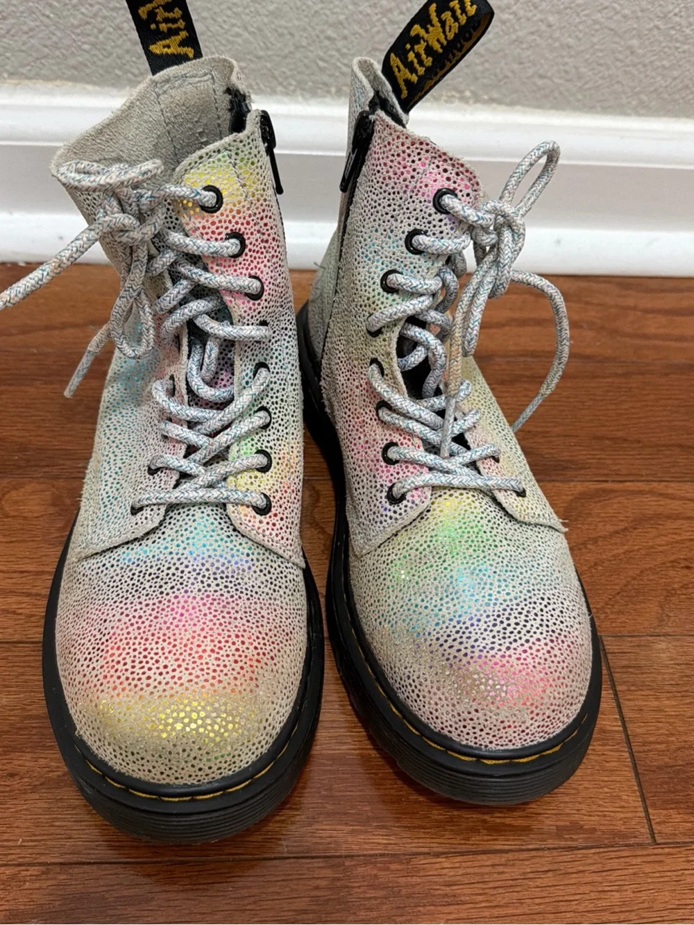 Dr. Martens 1460 Pascal T Girls  Rainbow Glitter Boots Size US 3